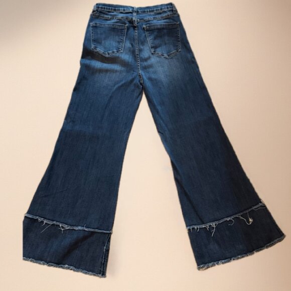 Dance & Marvel Boutique High Rise Wide Leg Raw Hem Patch Jeans L - Picture 3 of 6
